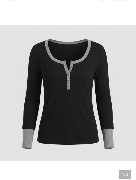 PattyBoutik Sweaters - PattyBoutik Black and Gray Knit Top